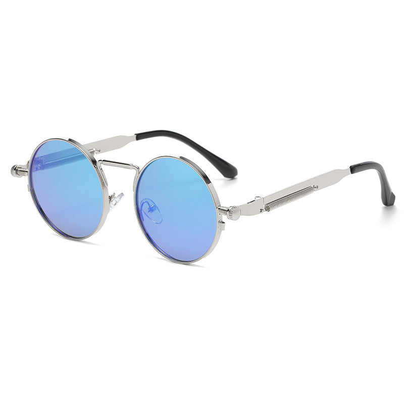 Wholesale Vintage Round Frame Steampunk Style Metal Spring Leg PC Sunglasses